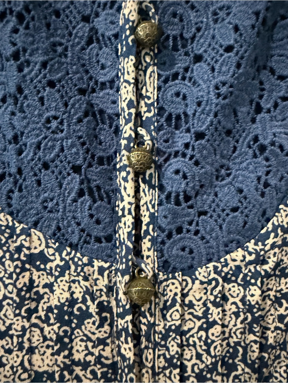 Anthropologie- Maeve Navy Mixed Floral & Dot Button-Up Blouse (0) - Picture 5 of 11